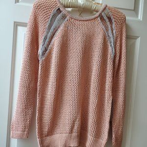 JENNIFER LOPEZ DUSTY ROSE & SILVER SWEATER